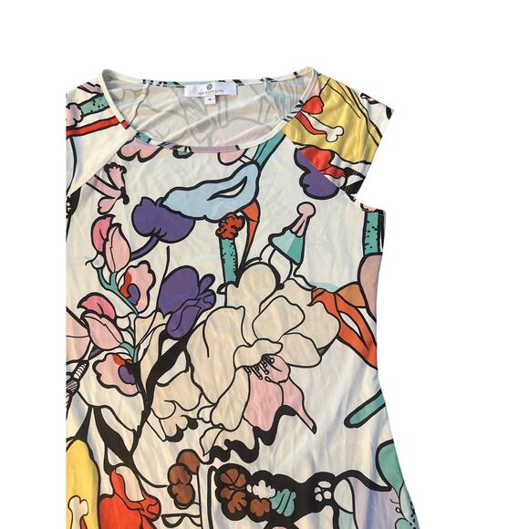 Women M Jean-Pierre Klifa Paris Short Slv Printed Mini Dress Abstract Floral - Picture 2 of 5
